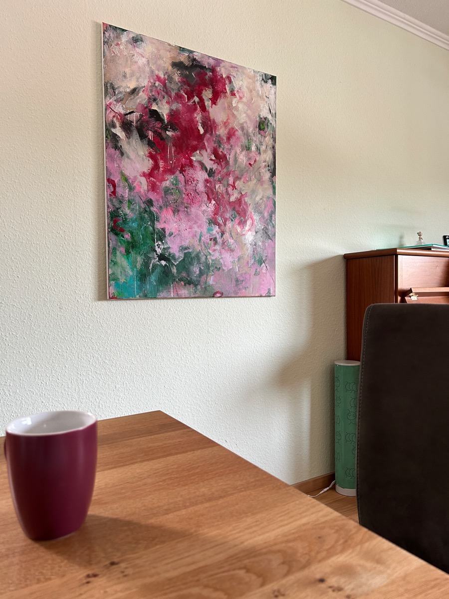 Kunstwerk Bed of Roses. Abstraktes Gemälde von Sandra Obel.