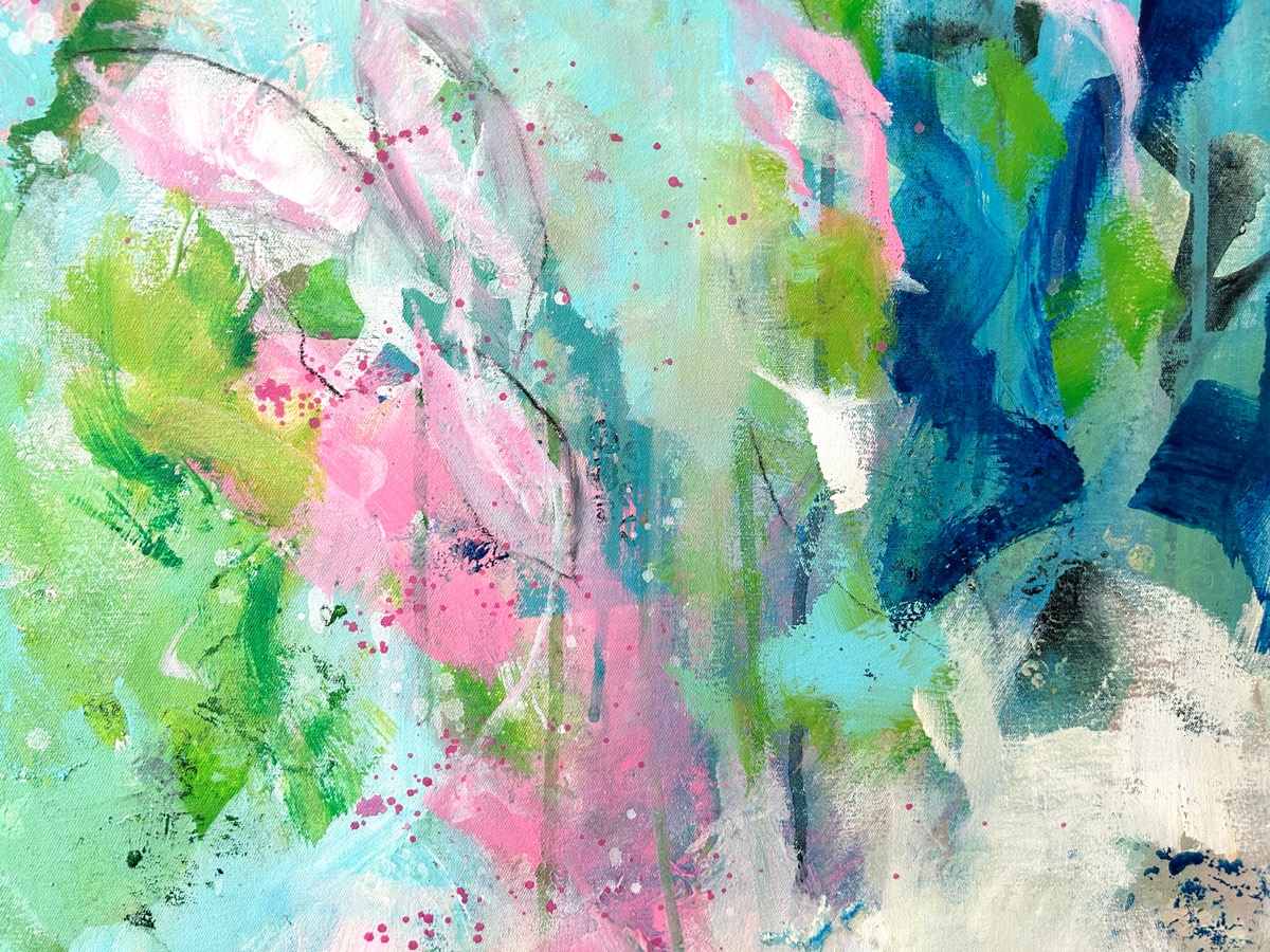 Detail Kunstwerk New Start. Abstraktes Gemälde von Sandra Obel.