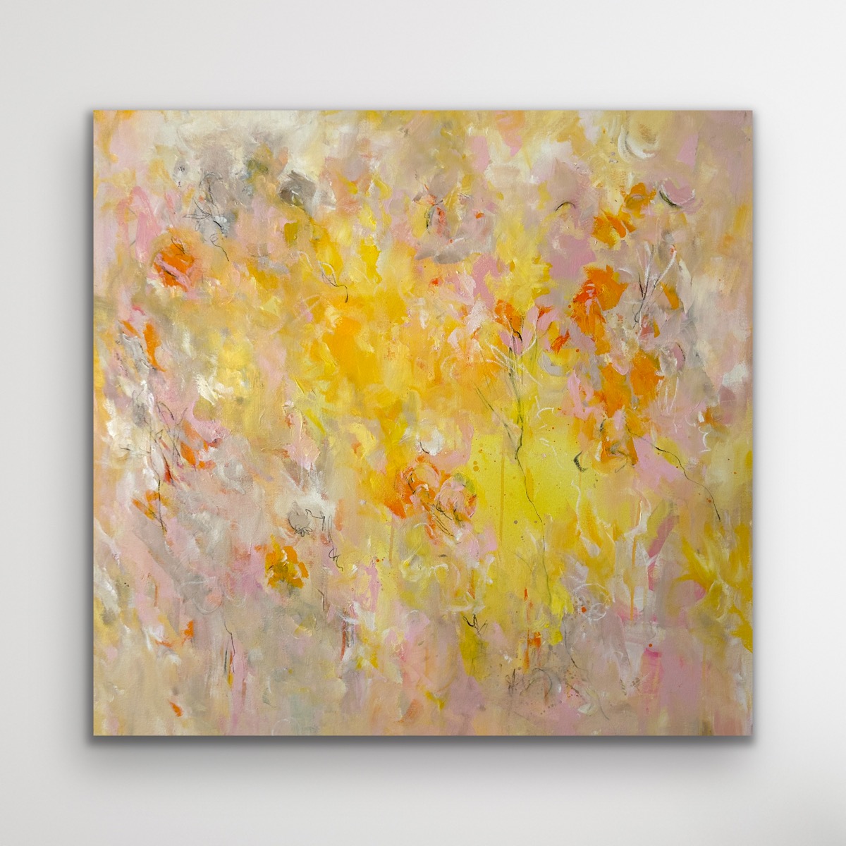 Kunstwerk Golden Glow. Abstraktes Gemälde von Sandra Obel.