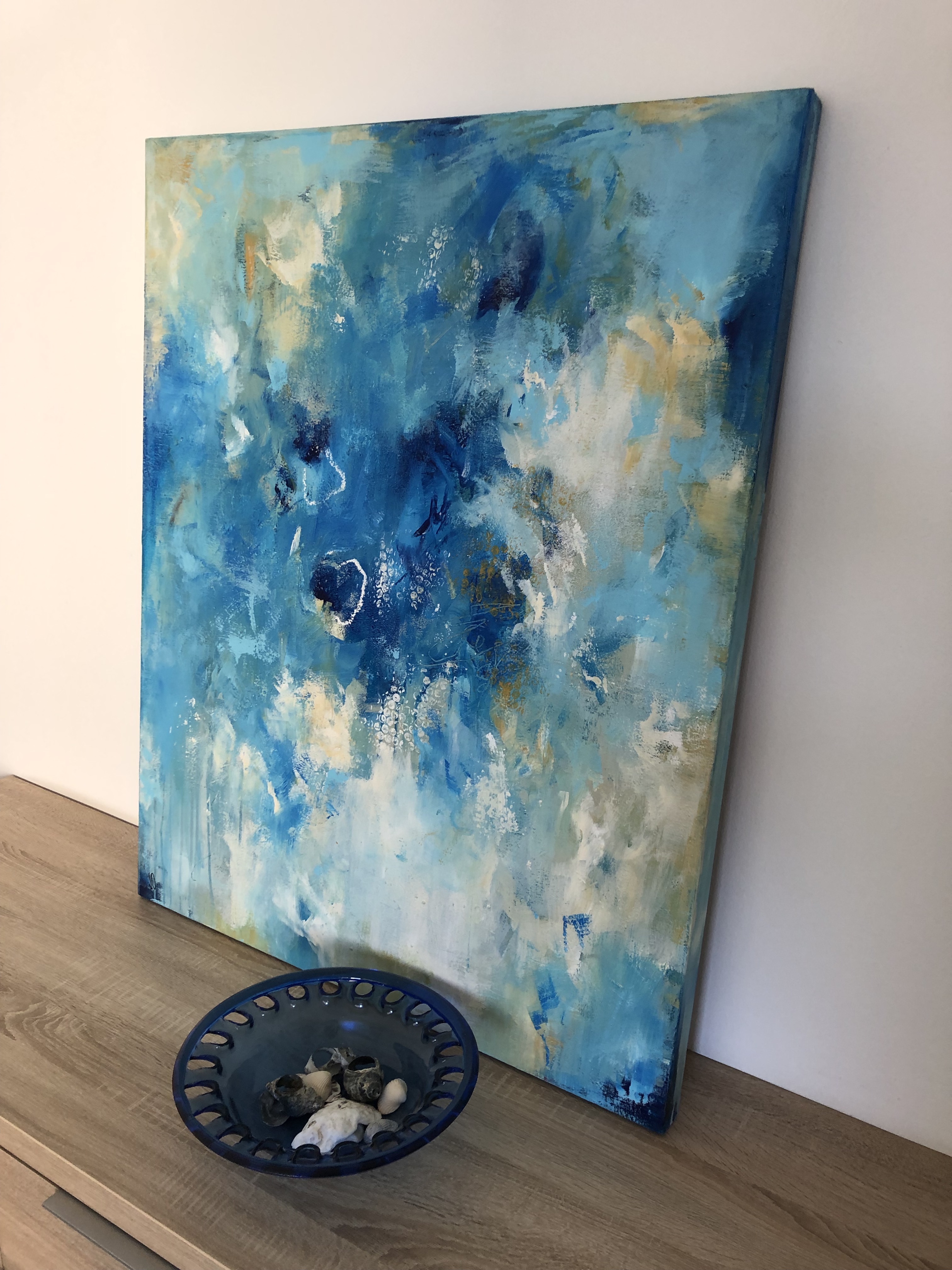 Kunstwerk Himmelstreiben. Abstraktes Gemälde von Sandra Obel.