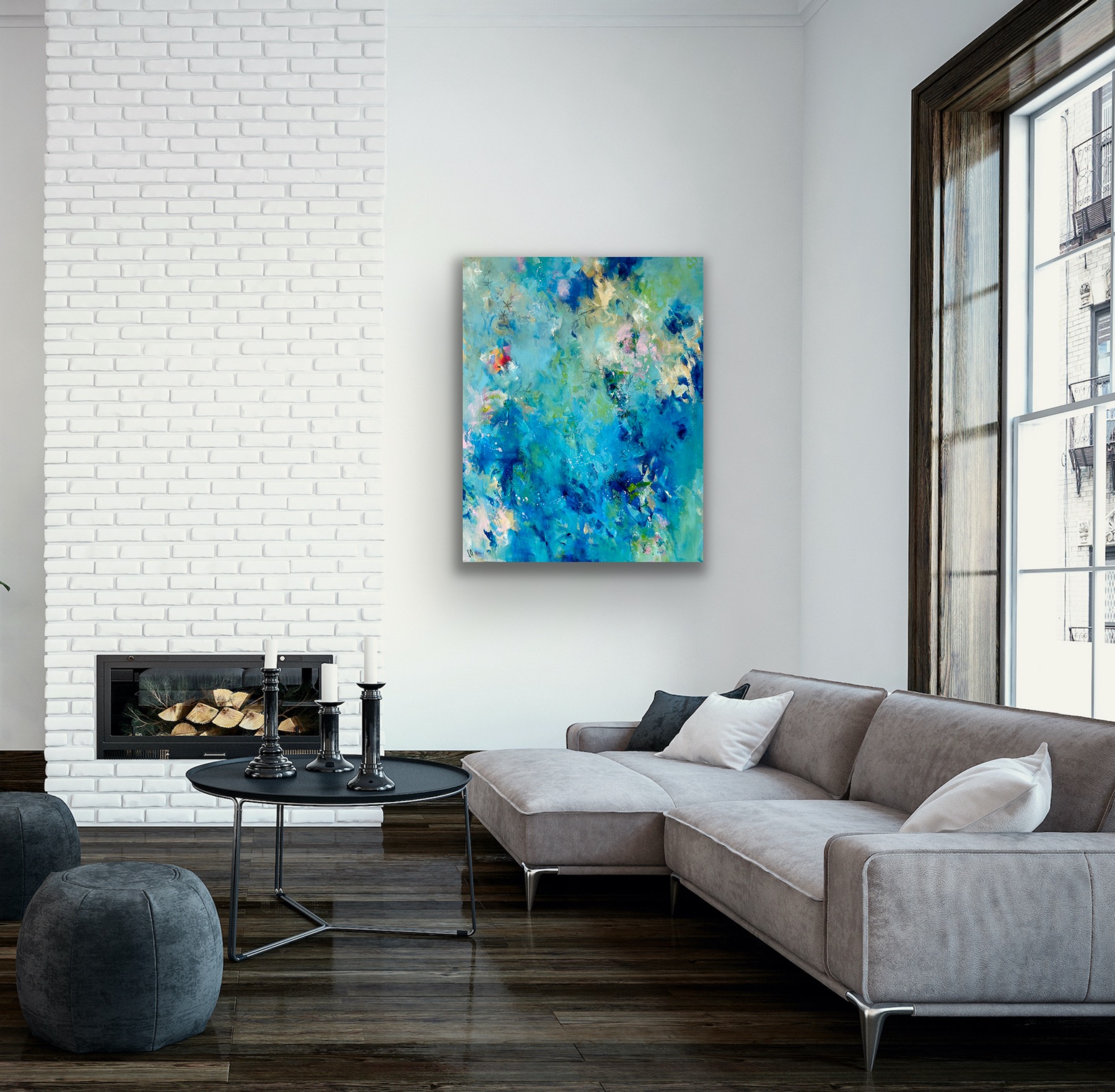 Kunstwerk Deep Balance. Abstraktes Gemälde von Sandra Obel.