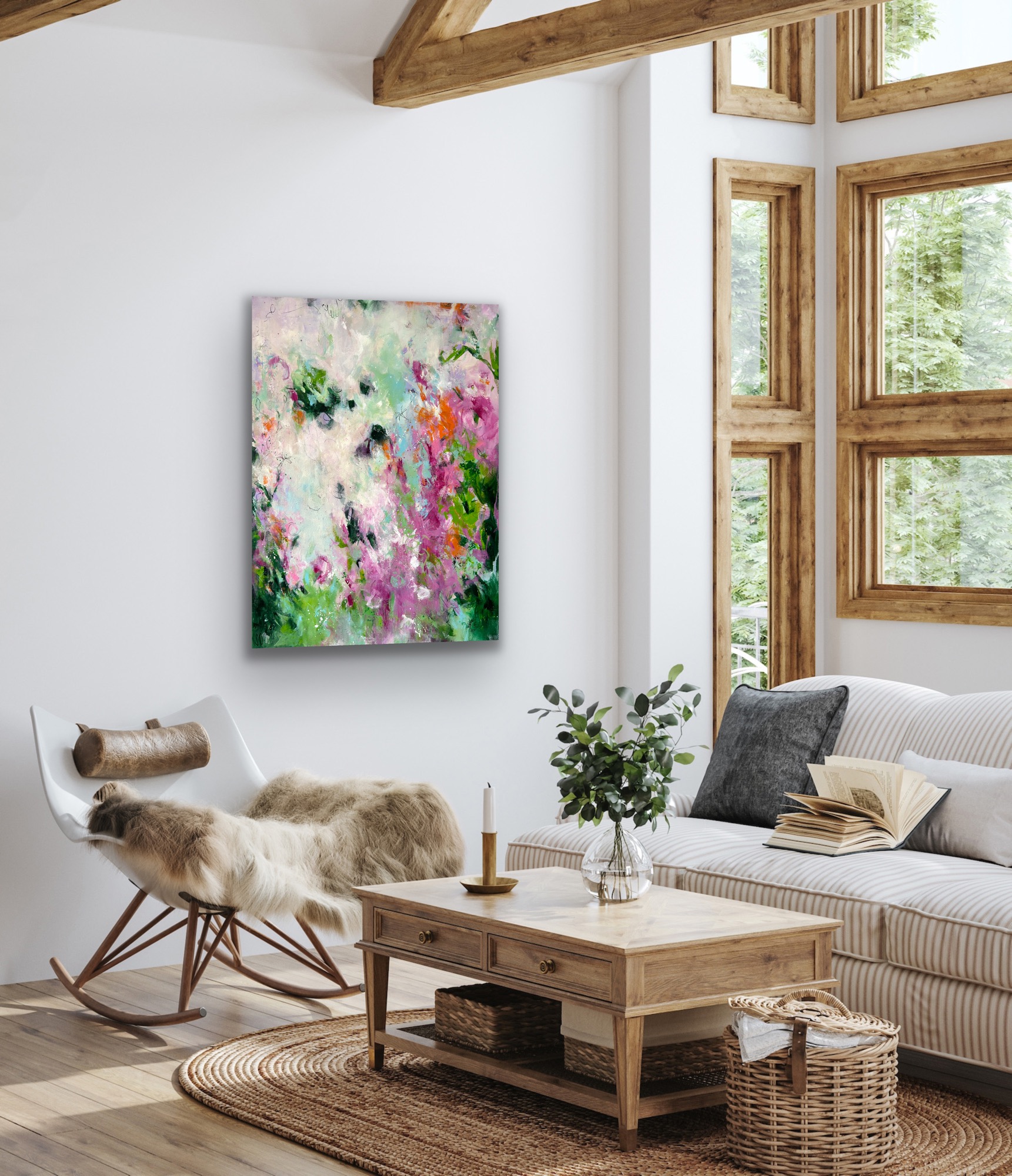 Kunstwerk Silent Dance. Abstraktes Gemälde von Sandra Obel.