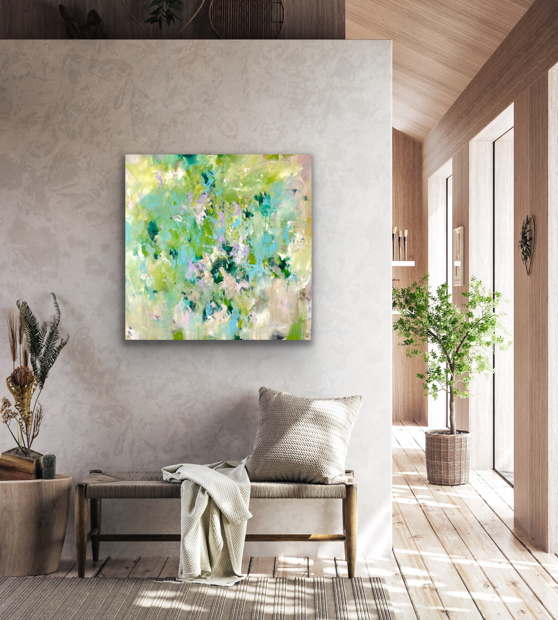 Kunstwerk Believing. Abstraktes Gemälde von Sandra Obel.