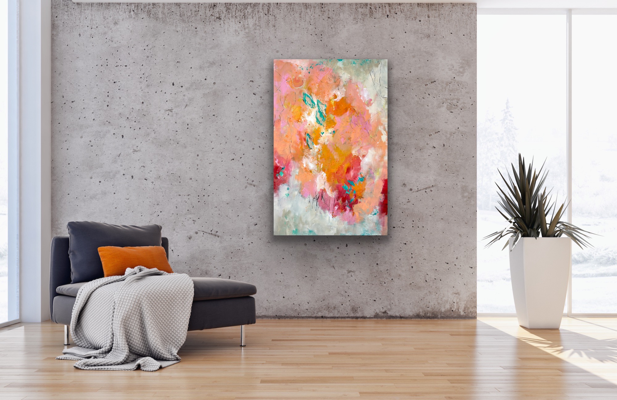 Kunstwerk Rise up. Abstraktes Gemälde von Sandra Obel.