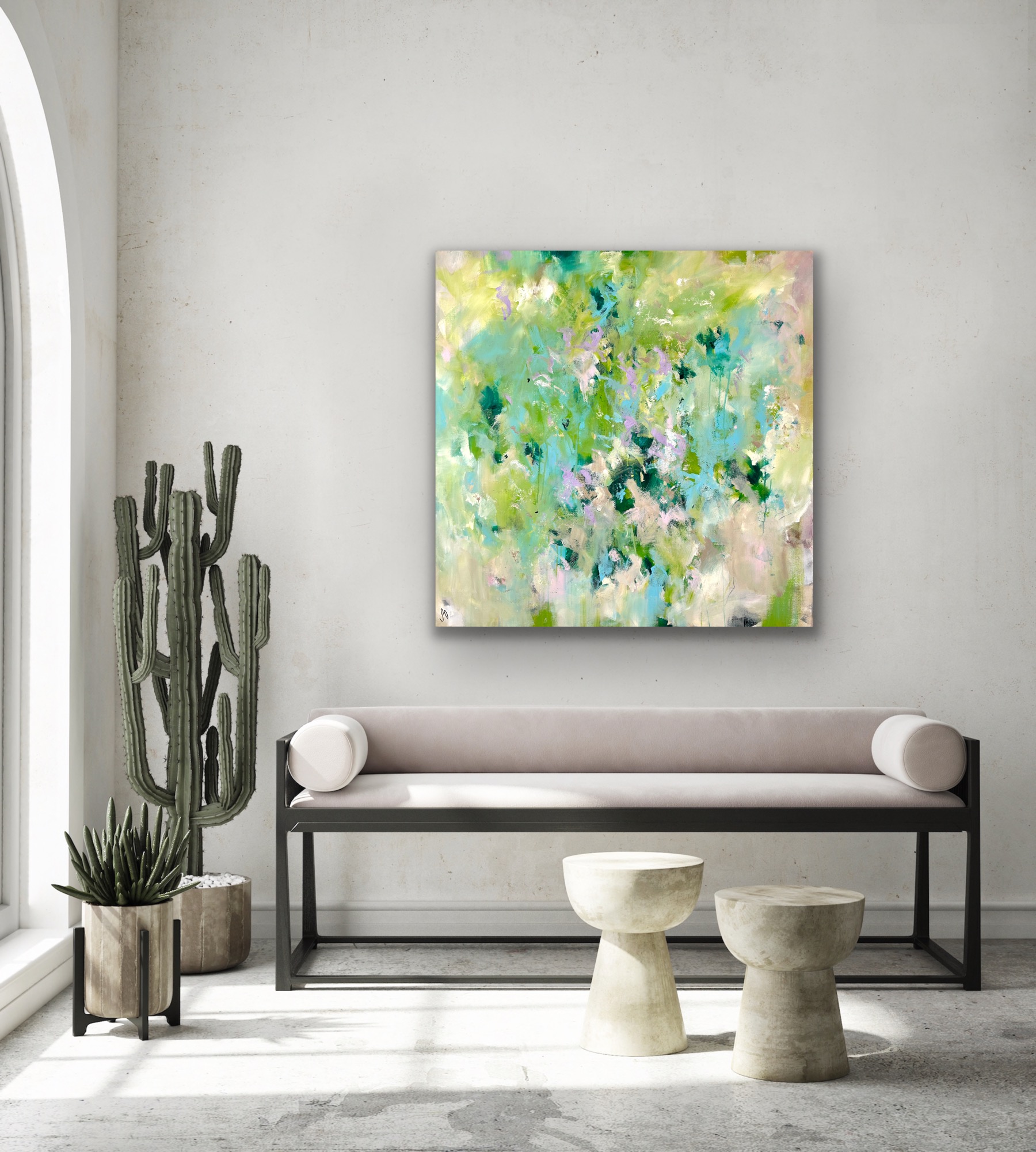 Kunstwerk Believing. Abstraktes Gemälde von Sandra Obel.