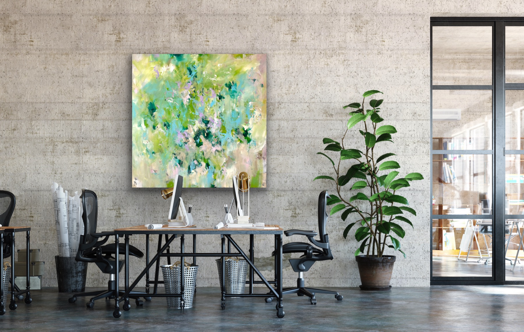 Kunstwerk Believing. Abstraktes Gemälde von Sandra Obel.