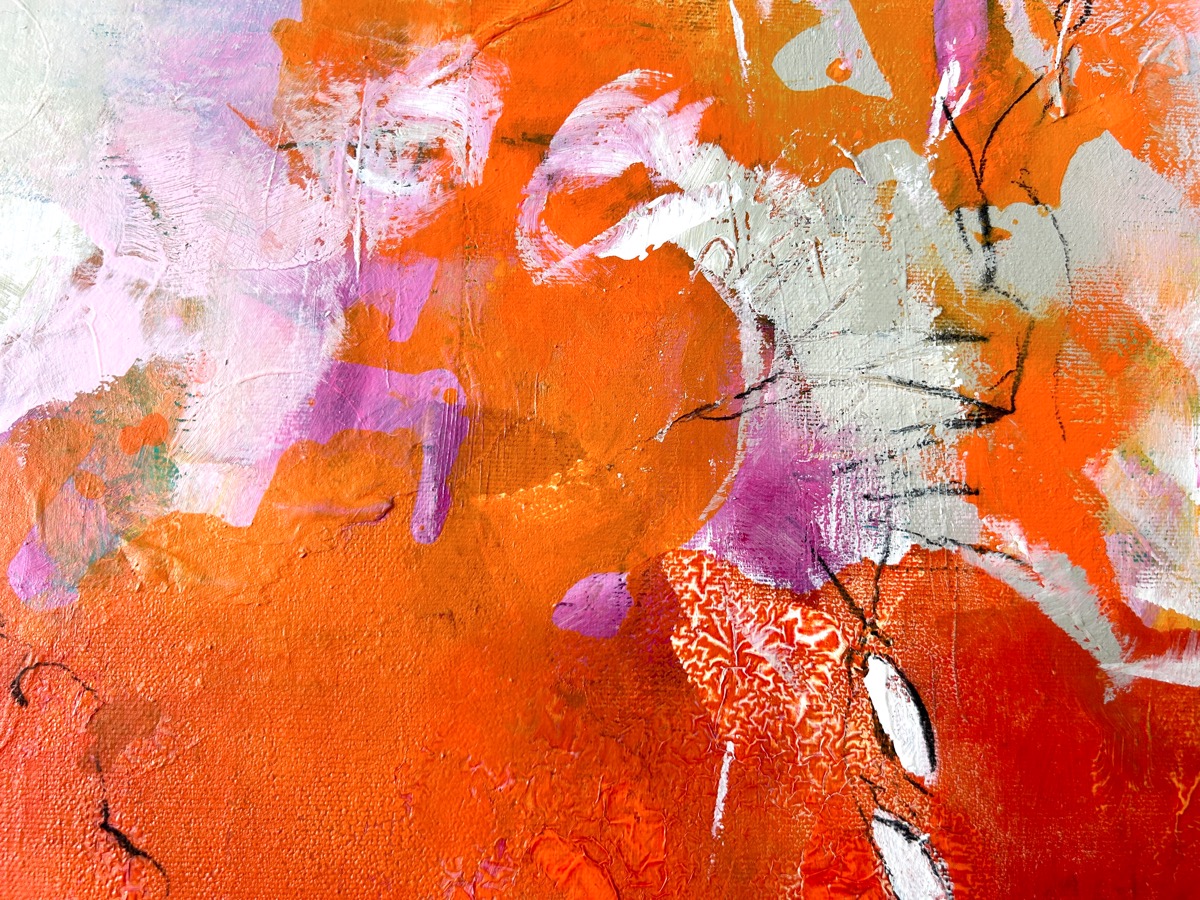 Detail Kunstwerk Good Life. Abstraktes Gemälde von Sandra Obel.