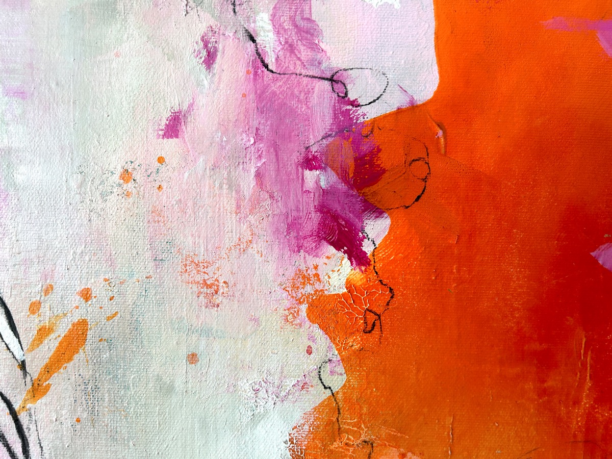 Detail Kunstwerk Good Life. Abstraktes Gemälde von Sandra Obel.