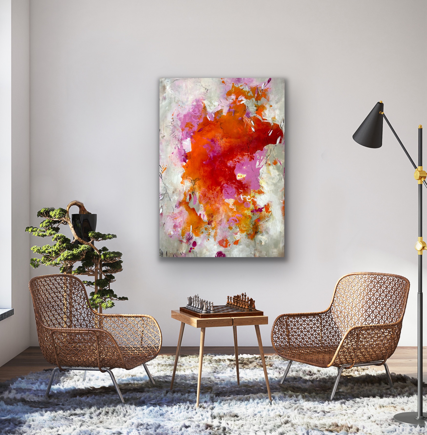 Kunstwerk Good Life. Abstraktes Gemälde von Sandra Obel.