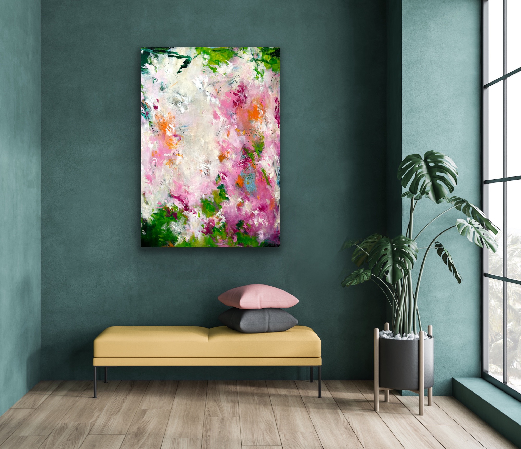 Kunstwerk Inner Romance. Abstraktes Gemälde von Sandra Obel.