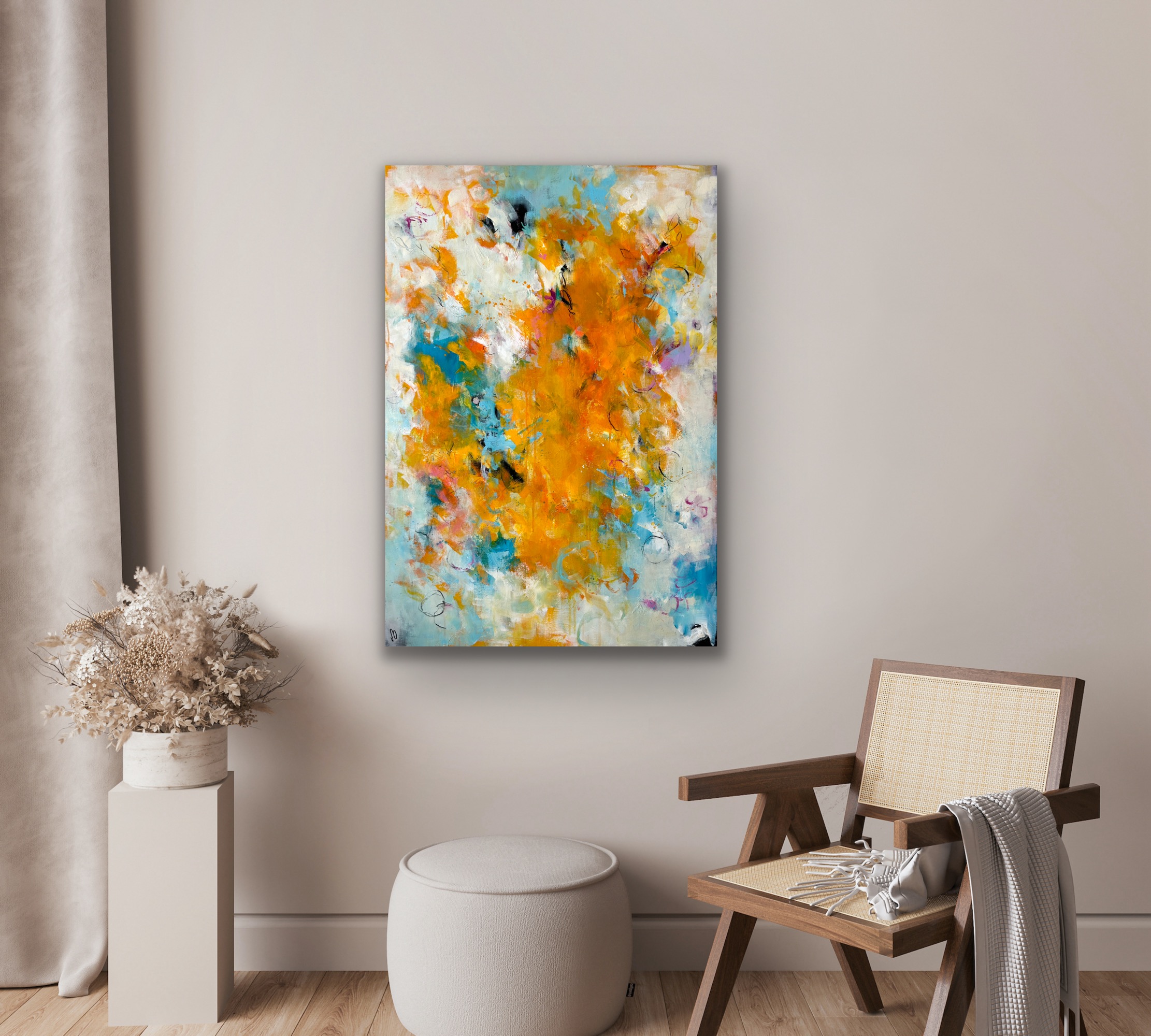 Kunstwerk Inneres Leuchten. Abstraktes Gemälde von Sandra Obel.