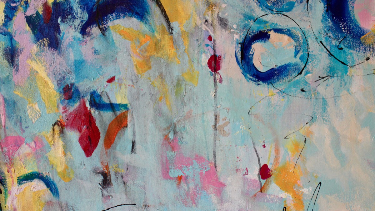 Detail Kunstwerk Leuchtfeuer. Abstraktes Gemälde von Sandra Obel.