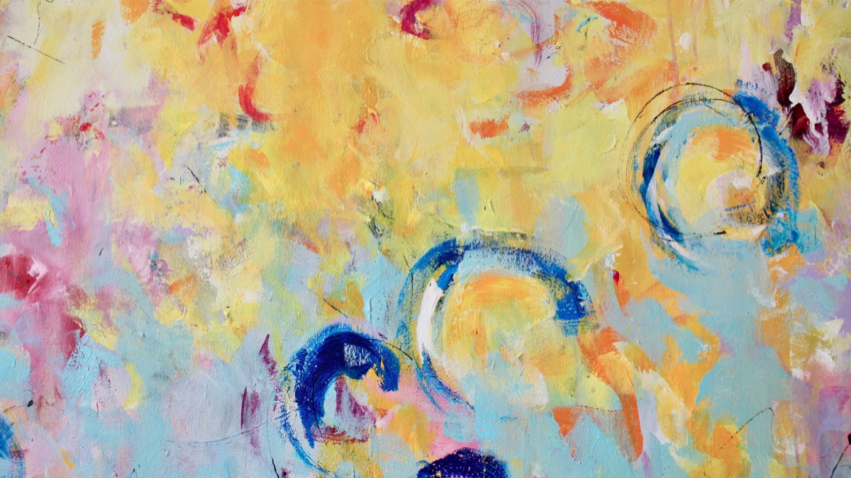 Detail Kunstwerk Leuchtfeuer. Abstraktes Gemälde von Sandra Obel.