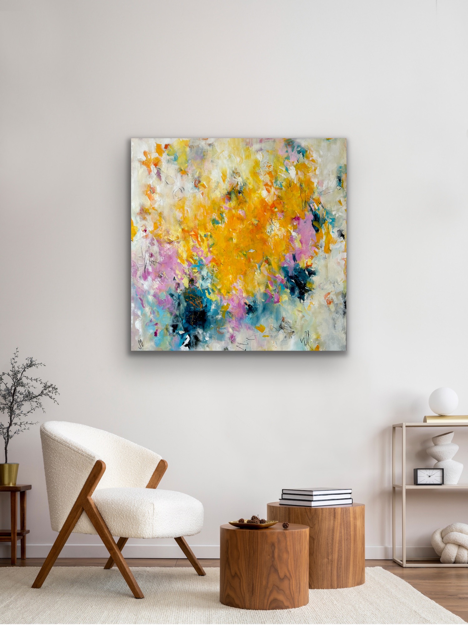 Kunstwerk Strahlkraft. Abstraktes Gemälde von Sandra Obel.