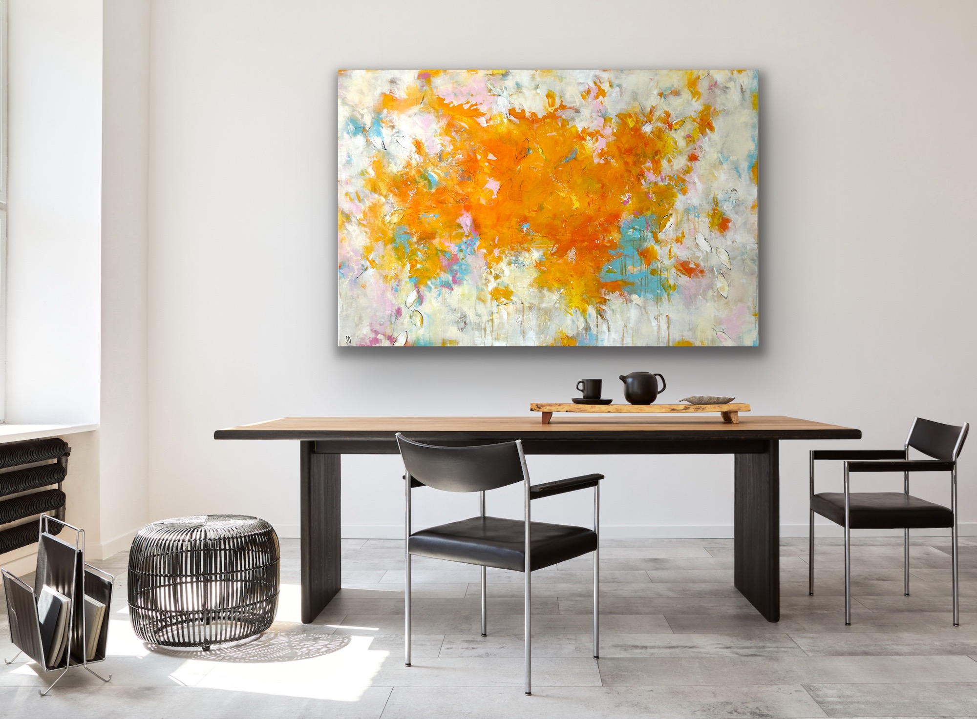 Kunstwerk Sunshine on your belly. Abstraktes Gemälde von Sandra Obel.