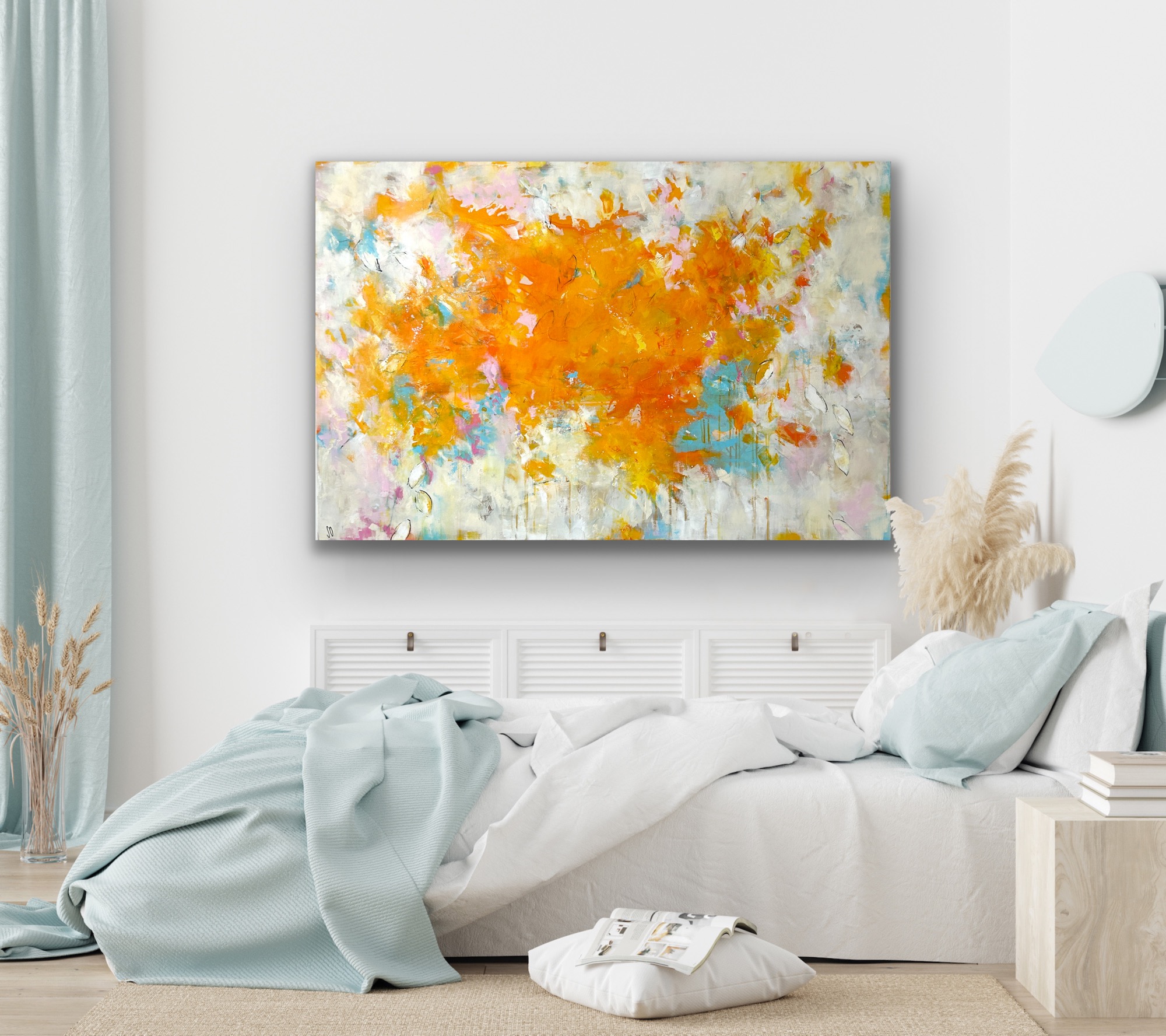 Kunstwerk Sunshine on your belly. Abstraktes Gemälde von Sandra Obel.