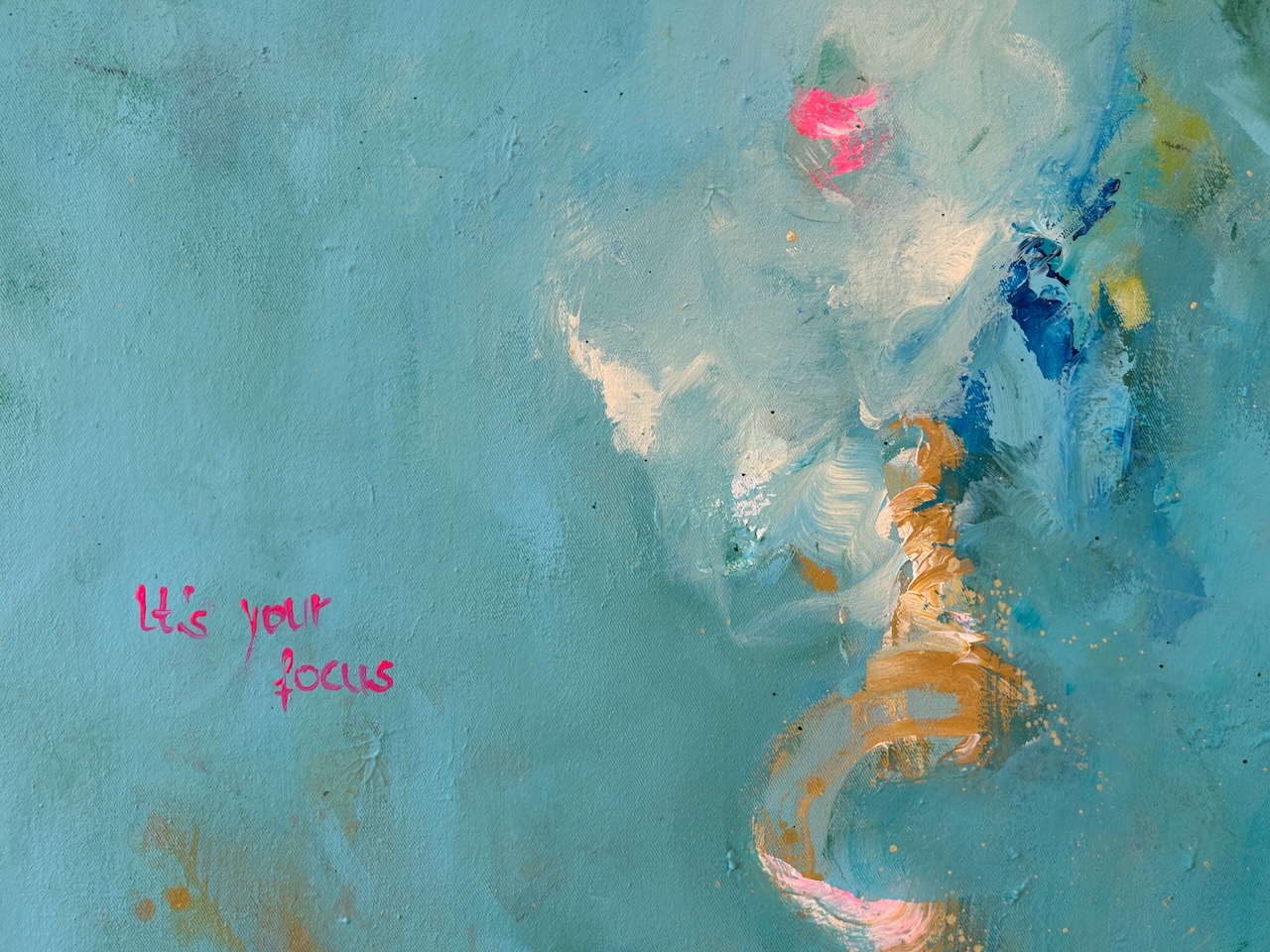 Sandra Obel, abstrakte Malerei. It's Your Focus, blaues Kunstwerk, Detail