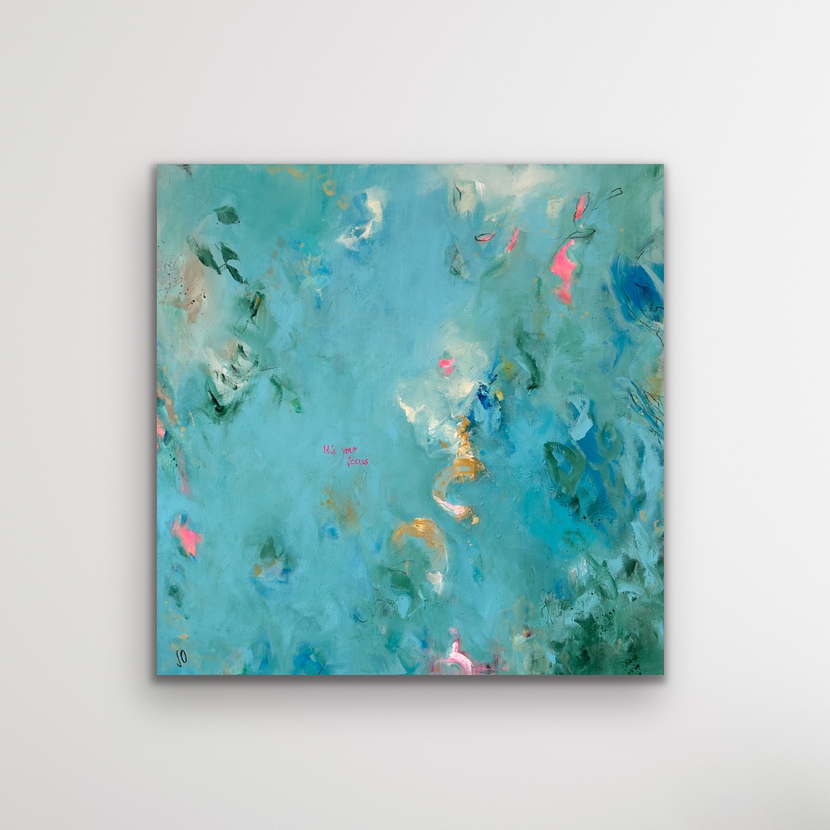 Sandra Obel, abstrakte Malerei. It's Your Focus, blaues Kunstwerk