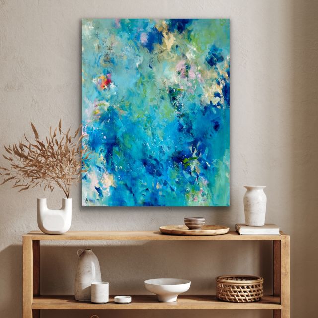 Kunstwerk Deep Balance. Abstraktes Gemälde von Sandra Obel.