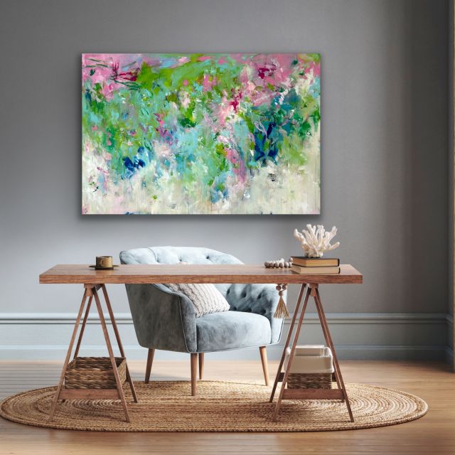 Kunstwerk New Start. Abstraktes Gemälde von Sandra Obel.