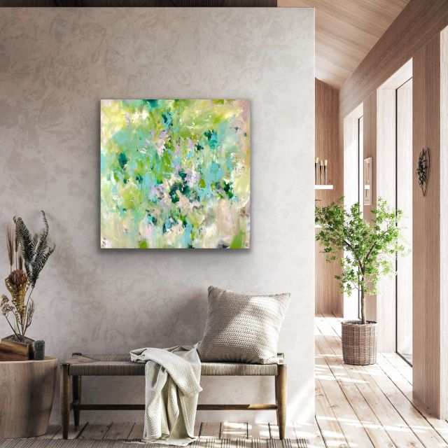 Kunstwerk Believing. Abstraktes Gemälde von Sandra Obel.