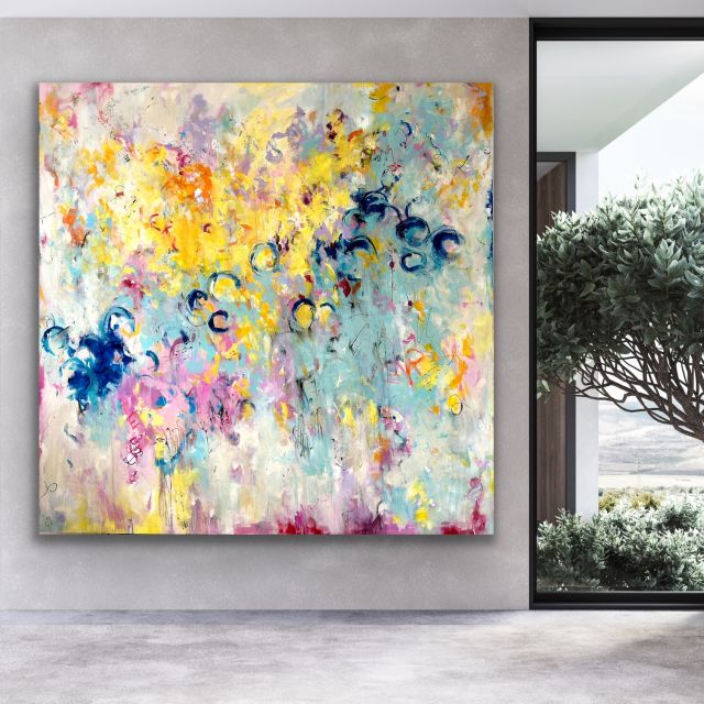 Kunstwerk Leuchtfeuer. Abstraktes Gemälde von Sandra Obel.