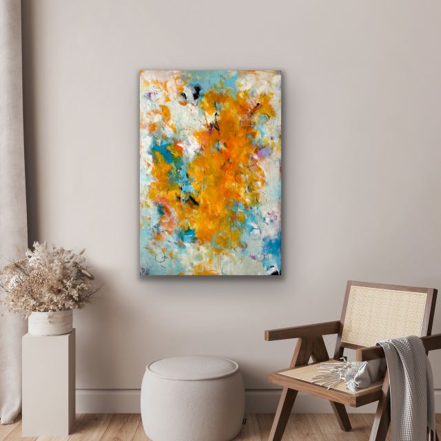 Kunstwerk Inneres Leuchten. Abstraktes Gemälde von Sandra Obel.