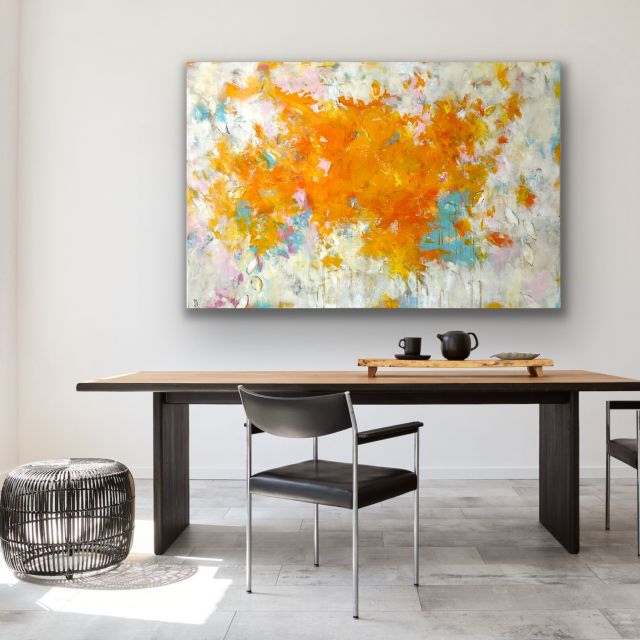 Kunstwerk Sunshine on your belly. Abstraktes Gemälde von Sandra Obel.