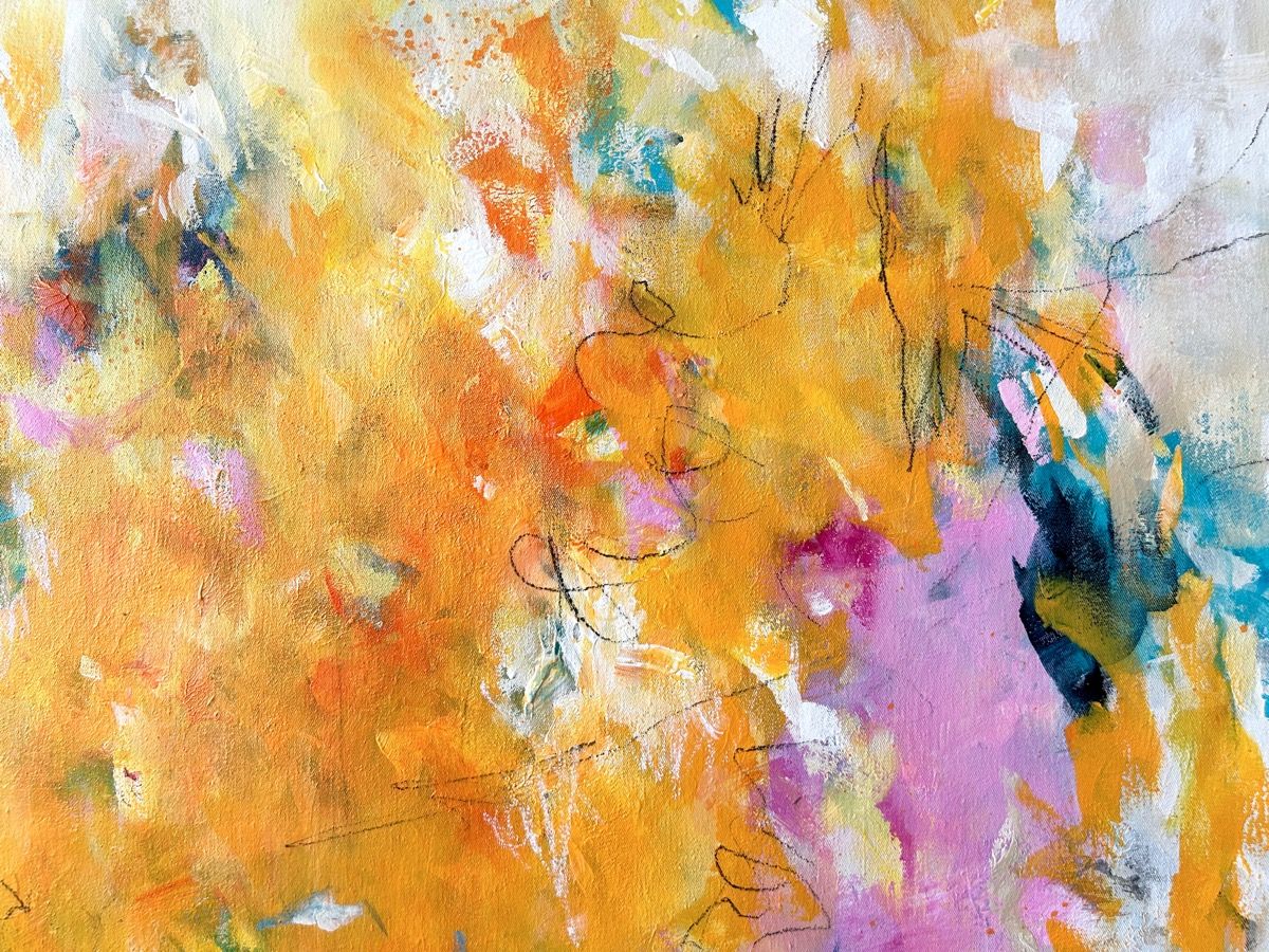Detail Kunstwerk Strahlkraft. Abstraktes Gemälde von Sandra Obel.
